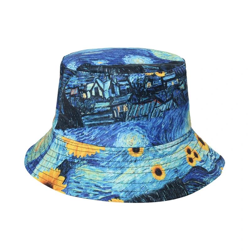 Abstract Printed Pattern Bucket Hat Double Sided Bucket