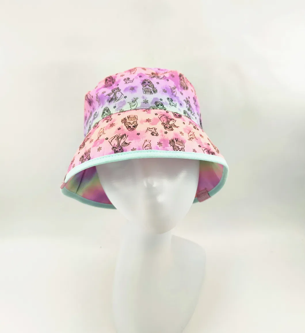 Polyester Fabric Sublimation Printed Bucket Hat, Reversible Style