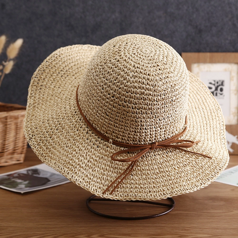 Custom Women One Piece Summer Sun Hat Crochet Paper Grass Bucket Straw Sombreros De Playa Hat