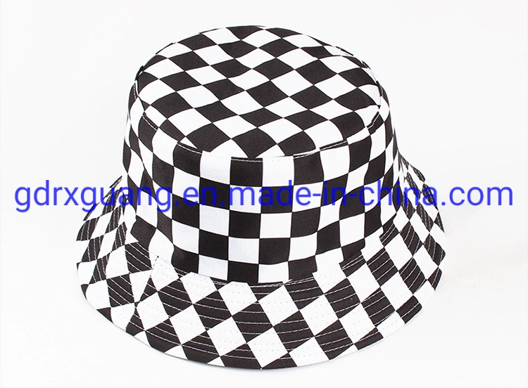 Summer Reversible Black White Printed Bucket Hats