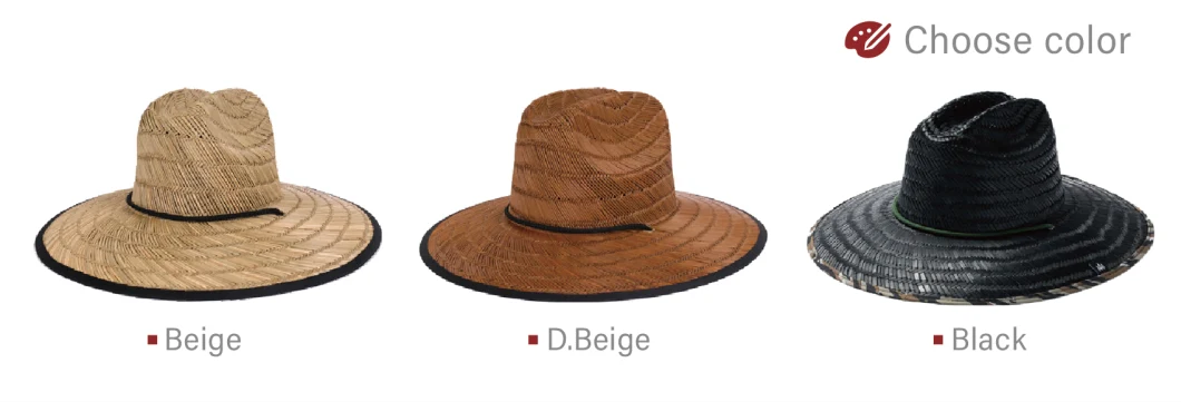 2023 Hot Sale Lifeguard Unisex Summer Outdoor Natural Straw Wide Brim Surfing Straw Hat with Logo