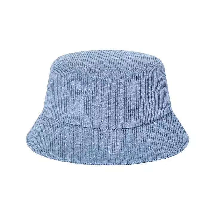 Custom Unisex Summer Bucket Hats Embroidery Logo Corduroy Bucket Hats with Customize Label Tag