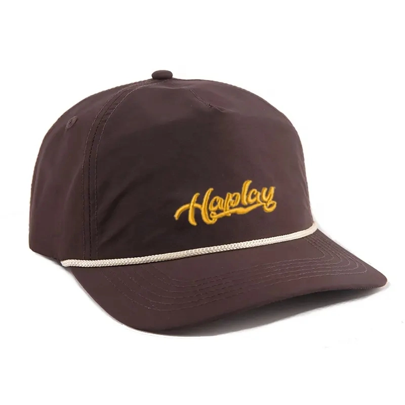5 Panel 3D Embroidery Logo Golf Sports Baseball Cap Snapback Rope Hat