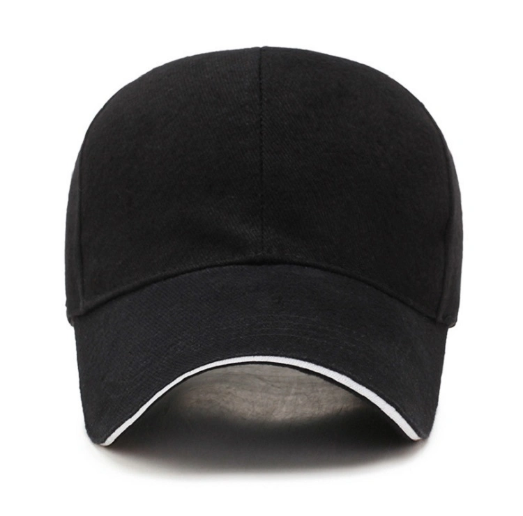 Wholesale Promotional 100% Cotton Adult Classic Black Sandwich Sport Caps Unisex Adjustable Customized Embroidery Colorful 6 Panel Fitted Plain Baseball Cap