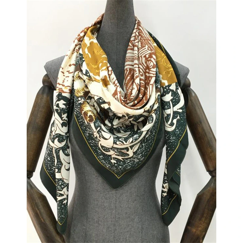 Vintage Cotton Soft Silk Felling Printed Shawl Square Scarf Bandana