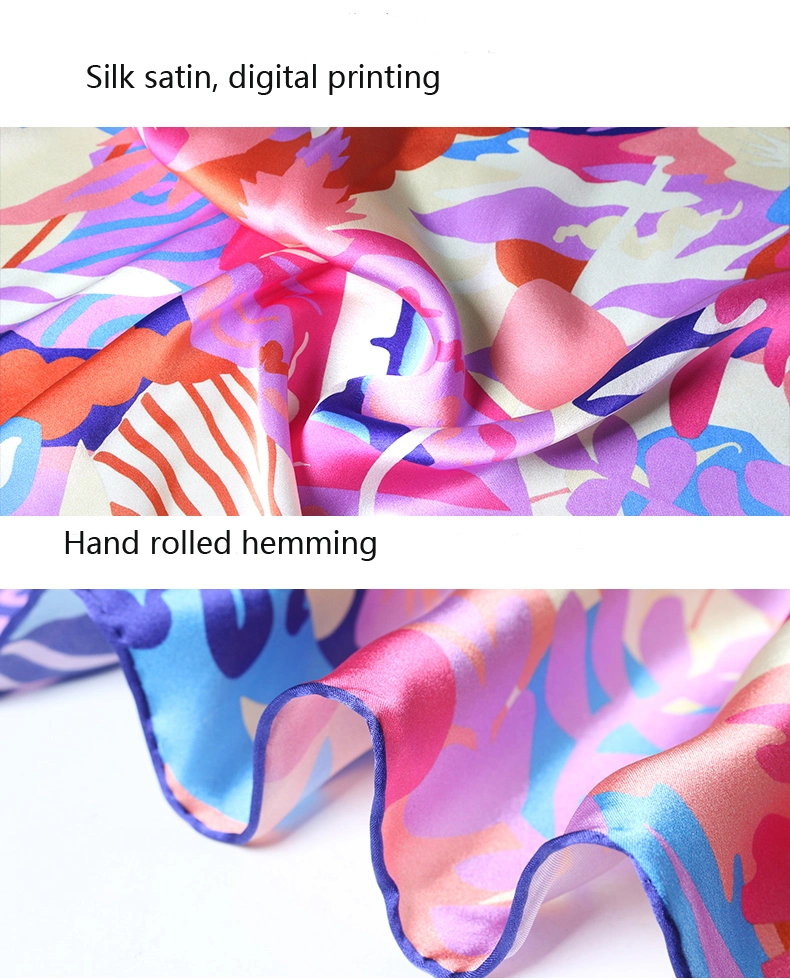 Digital Printing Square Size Silk Headscarf