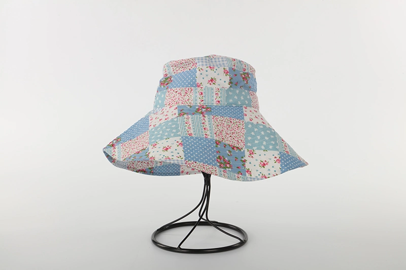 New Designer Custom Wide Brim 100% Cotton Fisherman Hat Floral Patchwork Bucket Hat