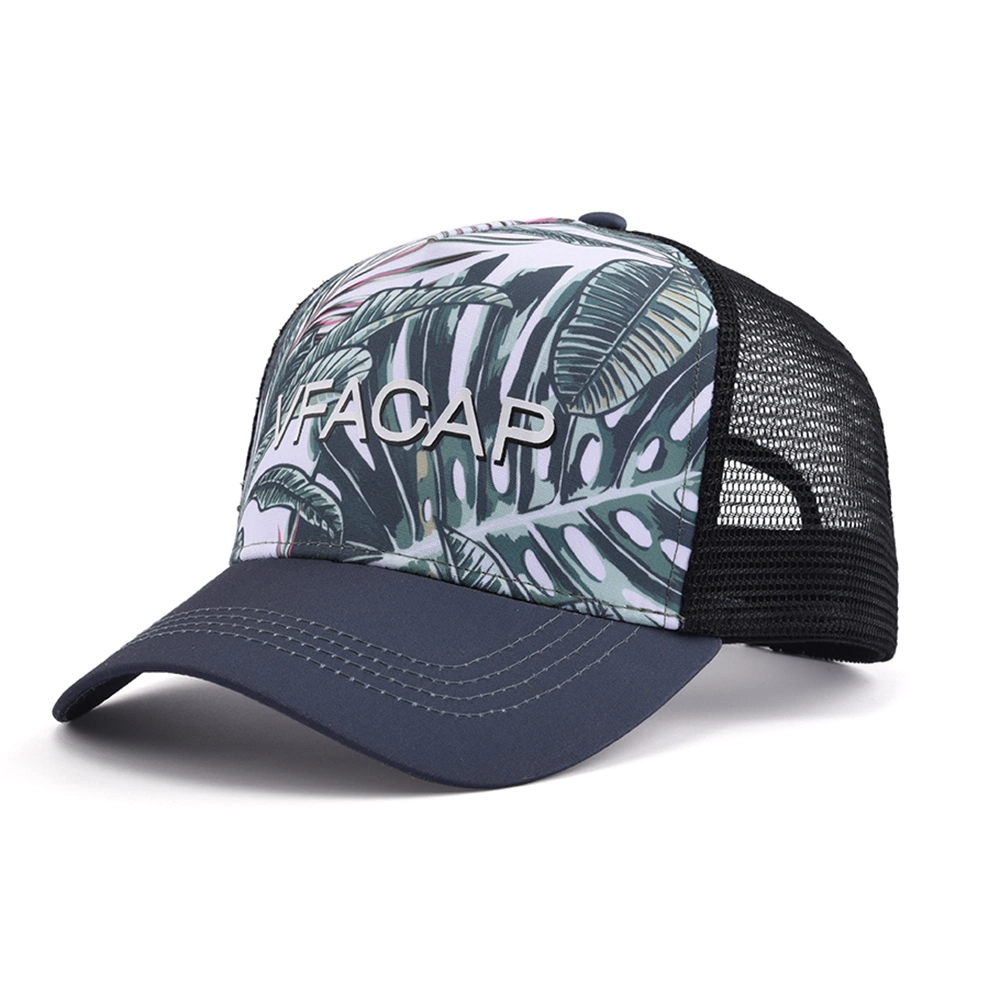 OEM Hip Hop Custom Logo 5 Panel Sport Sublimation Print Baseball Mesh Sanpback Hat Trucker Cap