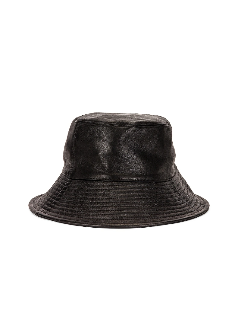 High Quality Solid Color PU Leather Bucket Hat