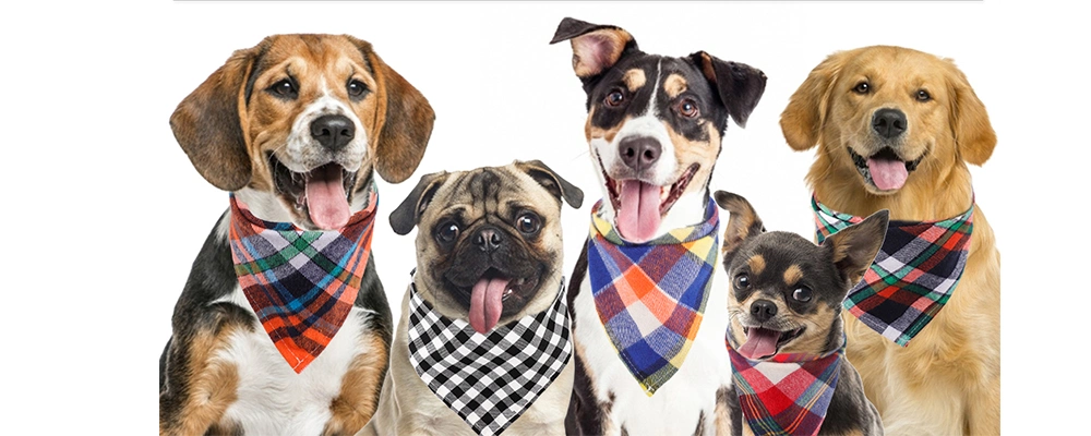 Wholesale Multiple Sizes Pet Washable Triangle Plaid Personalized Cotton Printed Customized Scarf Pet Dog Birthday Bandana Custom Logo Dog Bandana