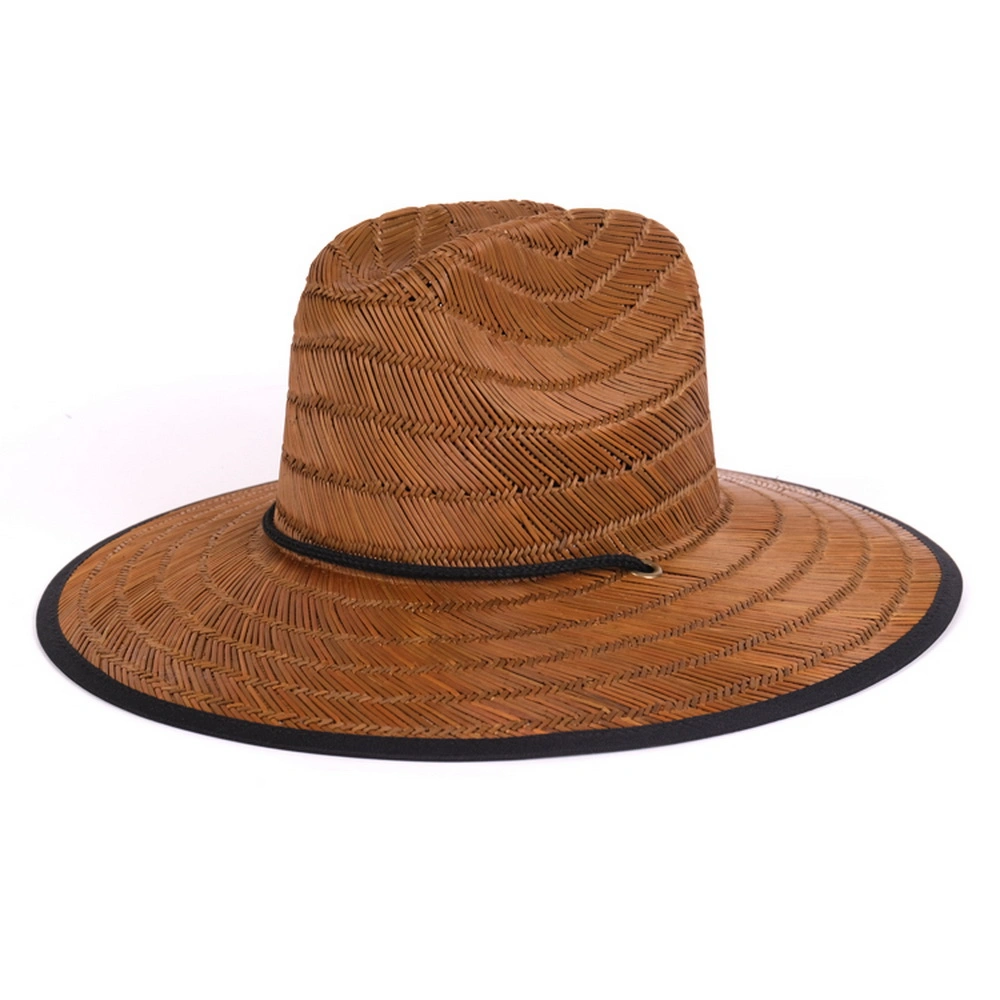 High Quality Custom Logo Wide Brim Sunshade Cowboy Beach Surf Lifeguard Straw Hat for Summer