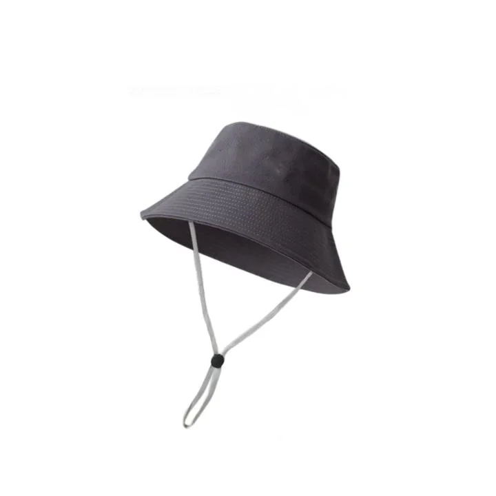 Wholesale Large Brim Cotton Bucket Hat Multicolor Fashion Sun Protection Unisex Fisherman Hat with Windproof Rope