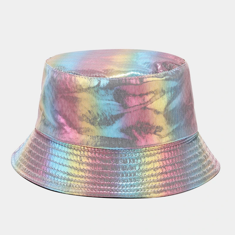 Promotional Branded Gifts Rainbow Color Riversible PU Leather Outdoor Sports Bucket Hats