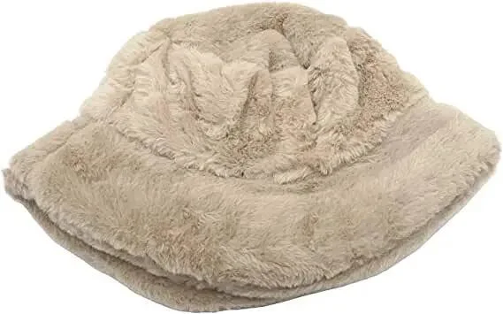 Winter Bucket Hat for Women Girls Lady, Warm Fluffy Faux Fur Fisherman Hat