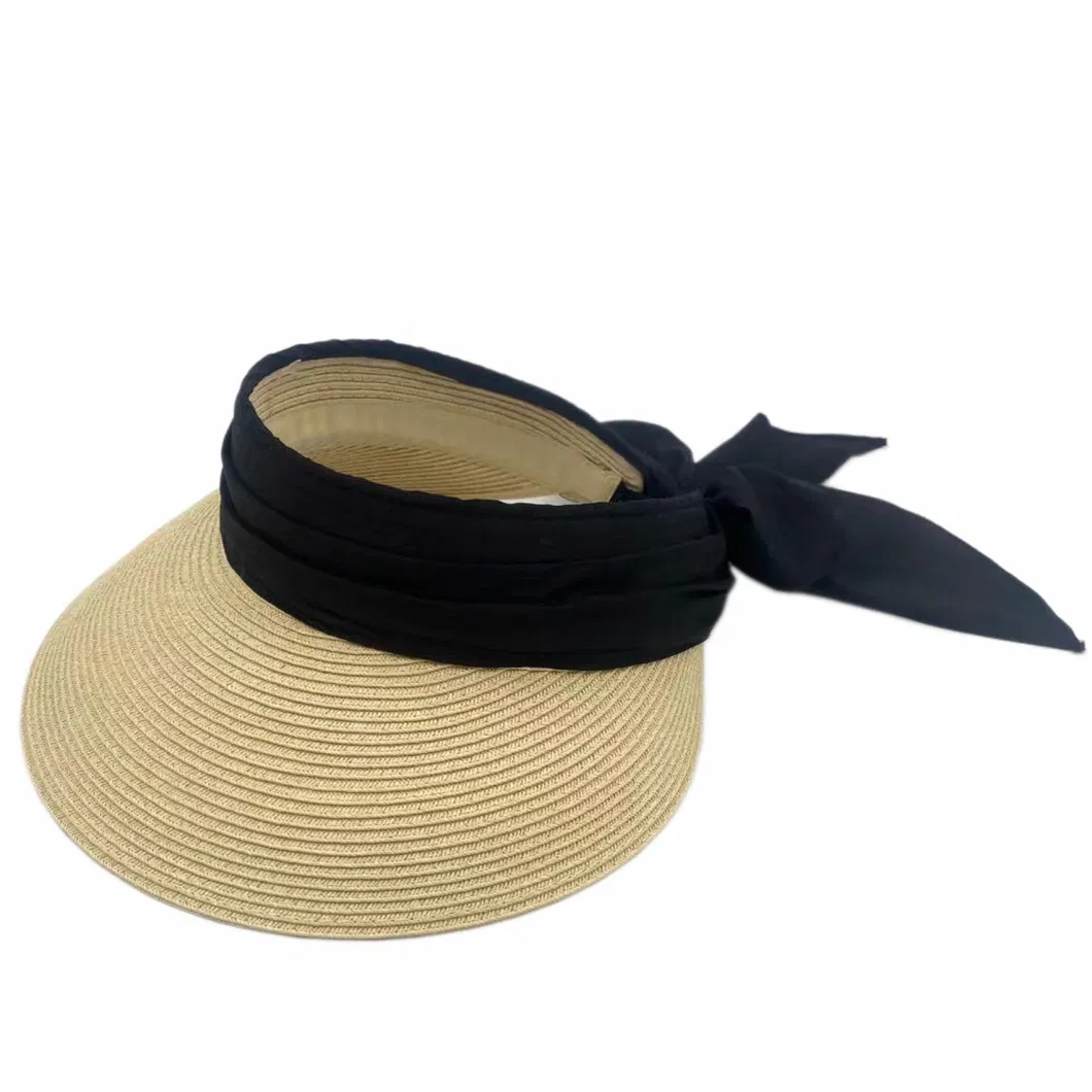 Summer Beach Women Folding Paper Straw Visor Hat