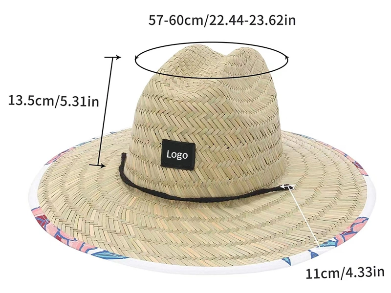 Women Mens Summer Nature Straw Hats Wide Brim Straw Lifeguard Hat Beach Sun Hat with Print Under Brim for Gardening Fishing Hiking