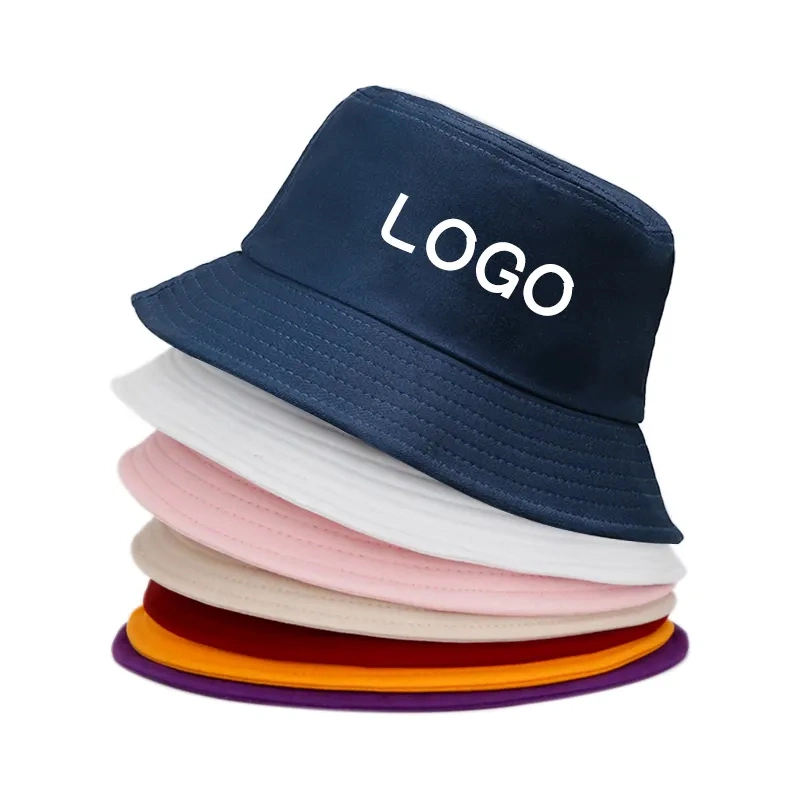 OEM Polyester Woven Label Logo Sublimation Printed Custom Reversible Bucket Hat