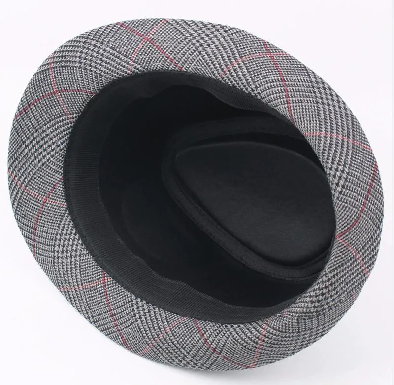 Fashionable Little Top Hat Checked Gentleman&prime;s Hat Men&prime;s Cap Men&prime;s Plaid Gentlemen&prime;s Hat Jazz Hat