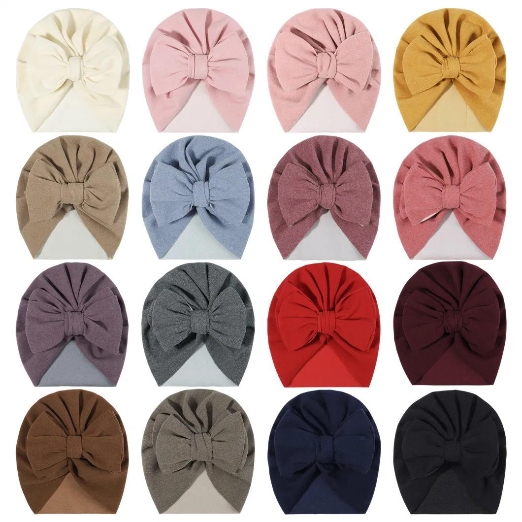 New Baby Hat for Autumn Winter Cute Big Bowknot Cotton Cap Bandana