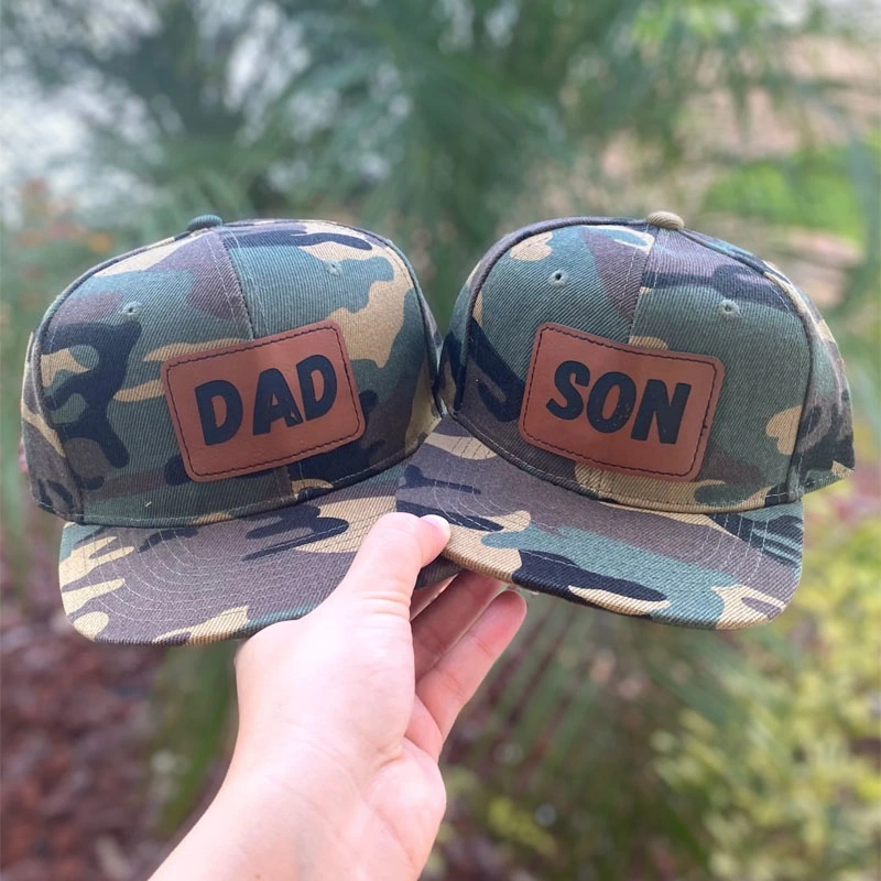 Personalized Father and Son Hat Leather Patch Custom Snapback Cap