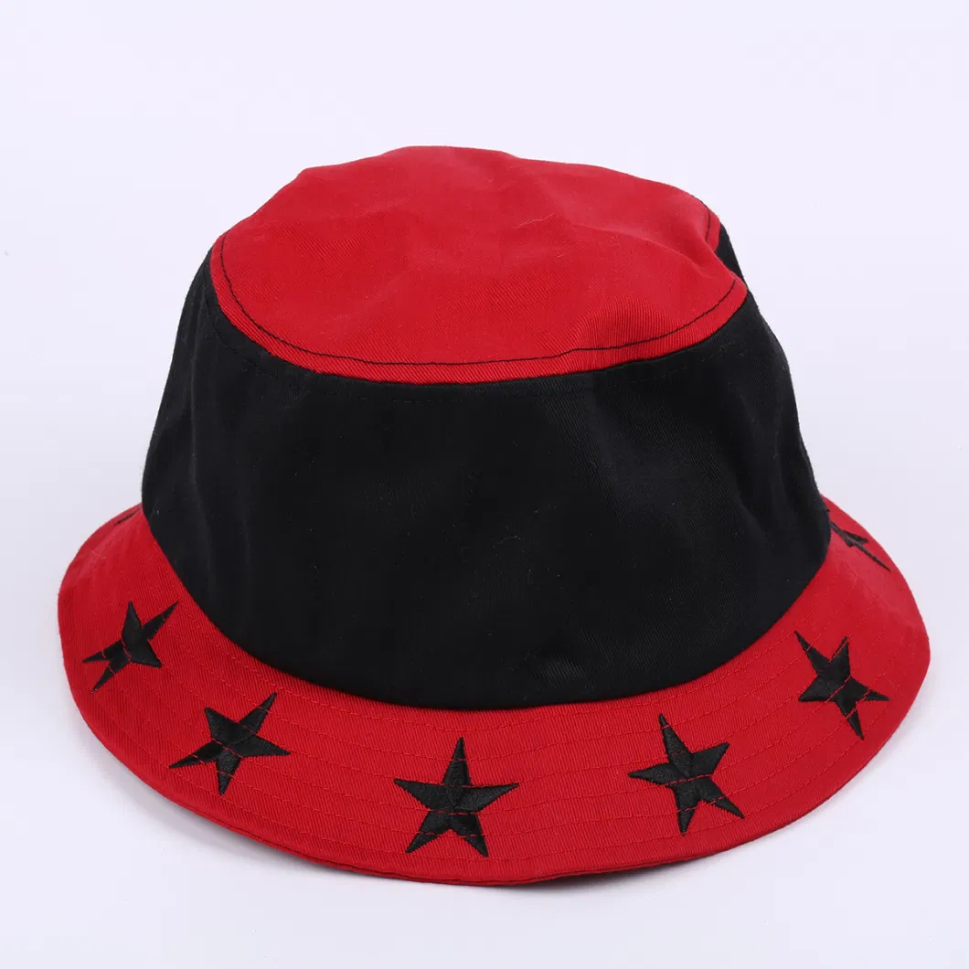 High Quality Customized Cattle Embroidery Leisure Outdoor Bucket Hat Red Fishing Cap Wholesale