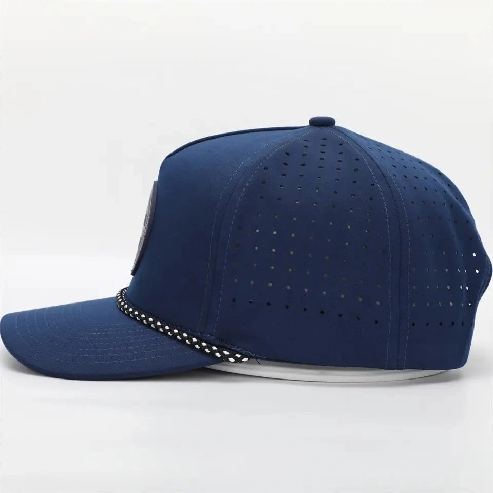 Laser Drilling Quick Dry 5 Panel Flat Cap Rope Hat