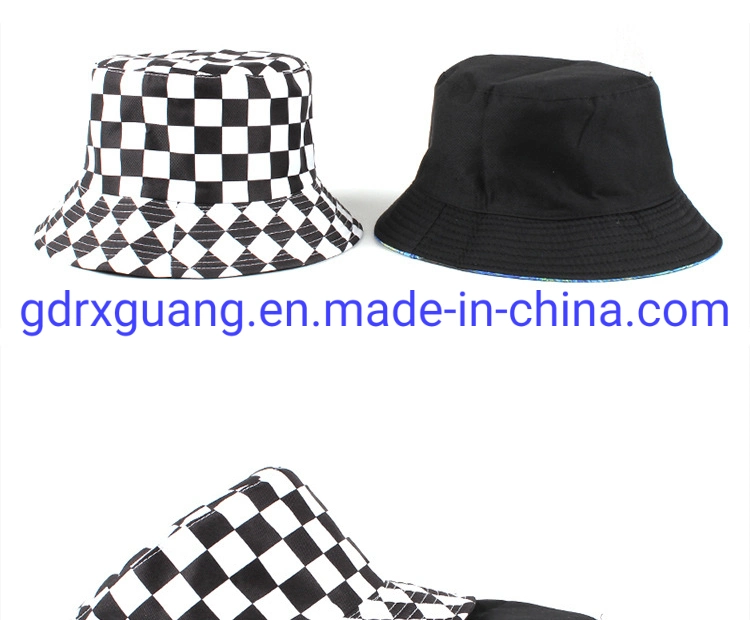 Summer Reversible Black White Printed Bucket Hats