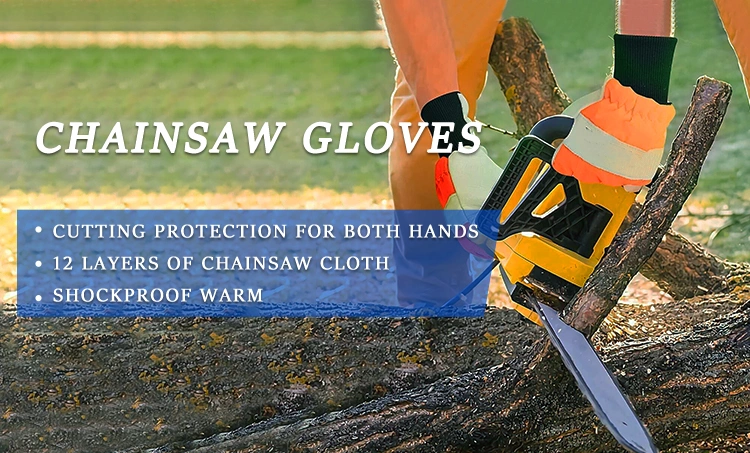 Warmth Forest Lumberjack Safety Goat Leather Chainsaw Protective Work Gloves