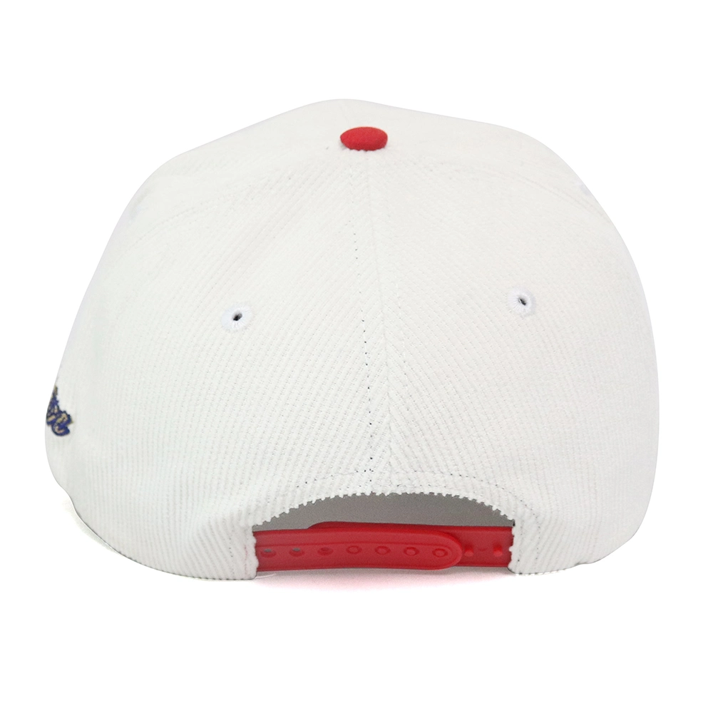 Fashionable Breathable Red and White Baseball Cap Made of Corduroy Fabric