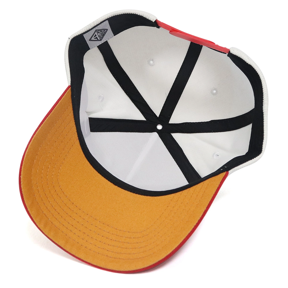 Fashionable Breathable Red and White Baseball Cap Made of Corduroy Fabric