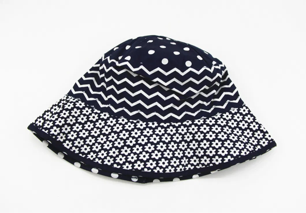 Cotton Poplin Fashion Printed Fabric Bucket Hat, Double Layers Reversible Style