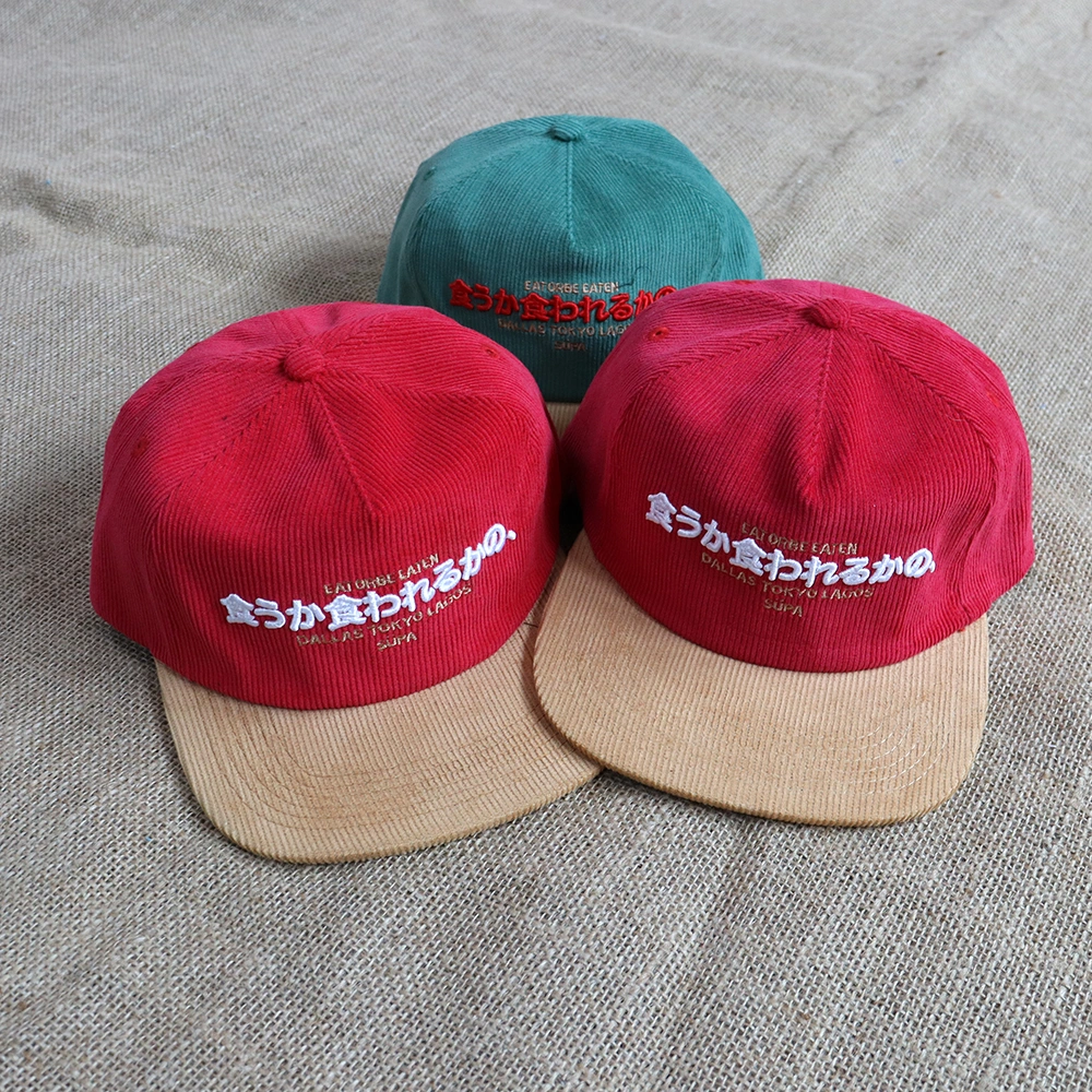 OEM 2 Tone Two Tone 100% Cotton 5 Panel Hat Embroidery Logo Custom Snap Back Vintage Unstructured Snapback Cap