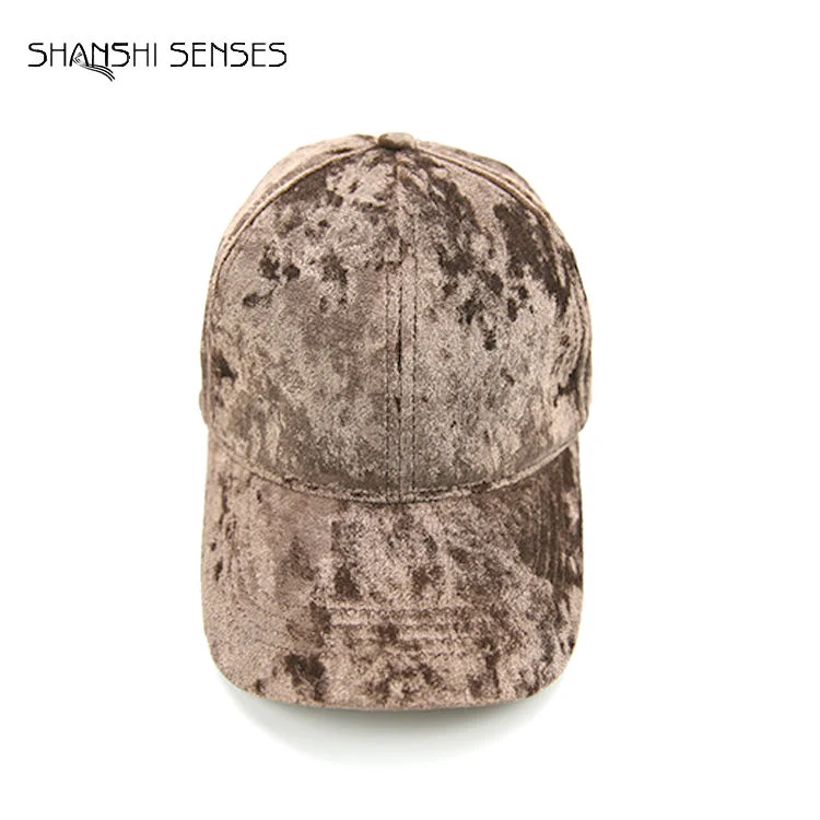 Wholesale Classic Blank Custom Solid Color Velvet Elastic Baseball Cap for Women