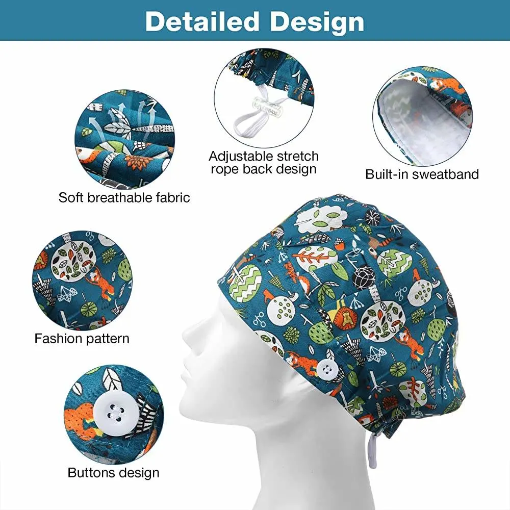 High Quality Polyester Cotton Fashionable Adjust Surgical Medical Lab Scrub Hat