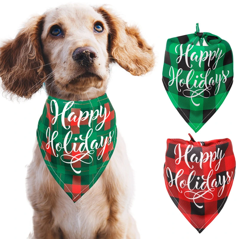 Hot Sell Custom Printed Pet Cotton Plaid Dog Bandanas