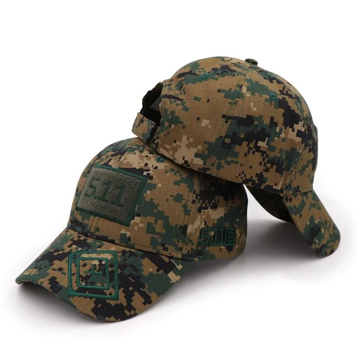 Custom Logo Design Camouflage Cottom Twill Snapback Cap Army Military Hunting Cap