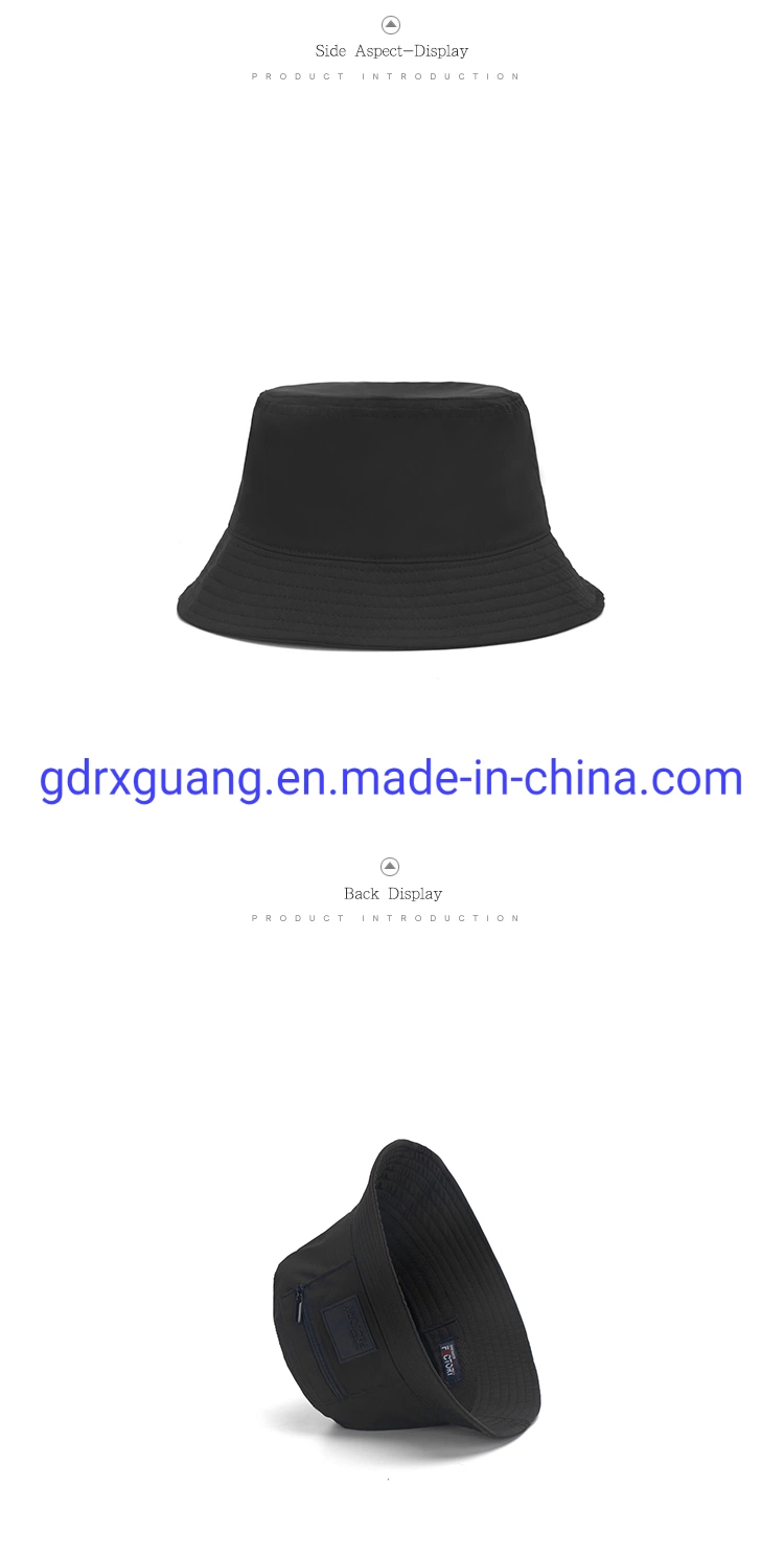 Functional Custom Embroidery Black Bucket Hats for Men Women