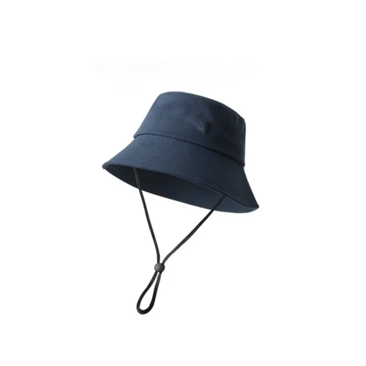 Wholesale Large Brim Cotton Bucket Hat Multicolor Fashion Sun Protection Unisex Fisherman Hat with Windproof Rope