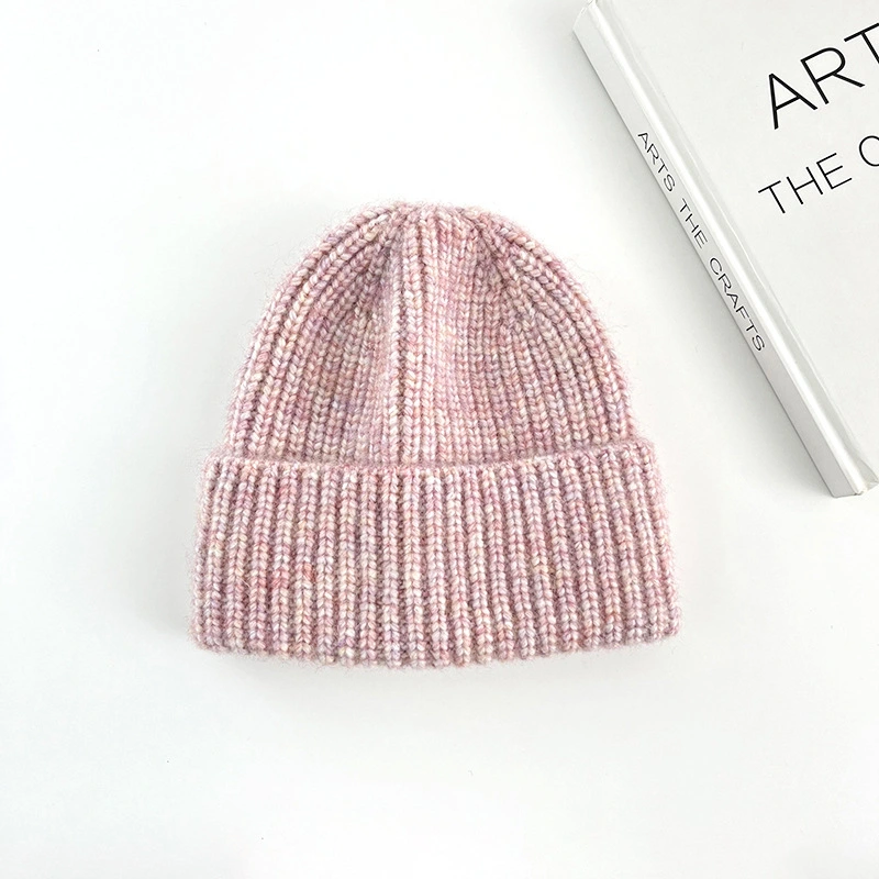 Custom Logo Ladies&prime; Knitted Gradient Colorful Winter Warm Beanie Designer Bucket Hat