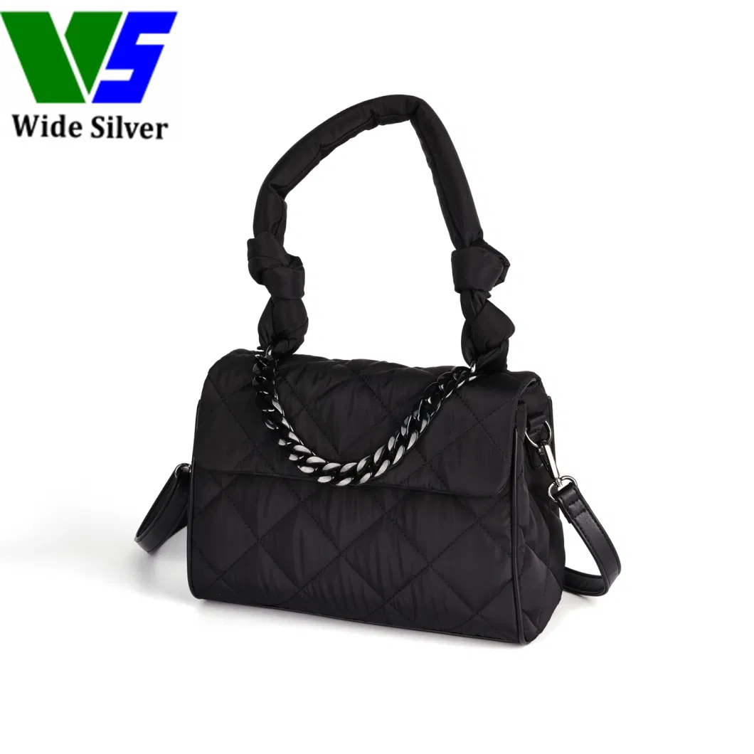 Wide Sliver Wholesale Fashion PU PVC Leather Brand Crossbody Bag for Lady Women