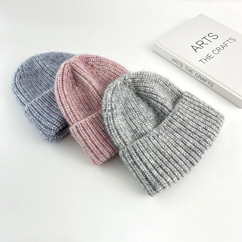 Custom Logo Ladies&prime; Knitted Gradient Colorful Winter Warm Beanie Designer Bucket Hat