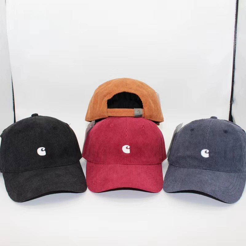 High Quality Promotional Custom Logo Corduroy Dad Hat 6 Panel Hat with Embroidery