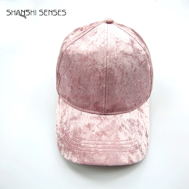 Wholesale Classic Blank Custom Solid Color Velvet Elastic Baseball Cap for Women