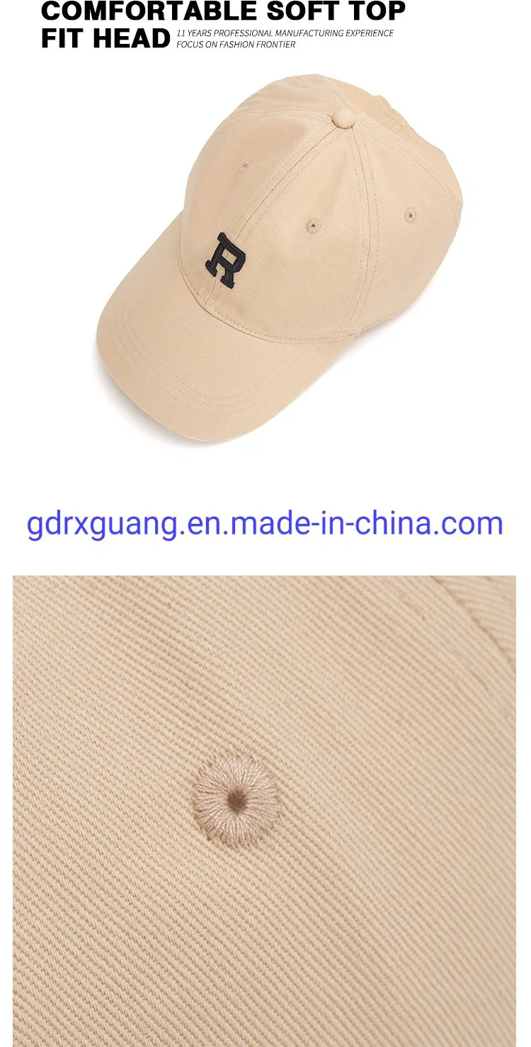 Fashionable Embroidery Letter Logo 6 Panel Sports Baseball Caps for Men and Women