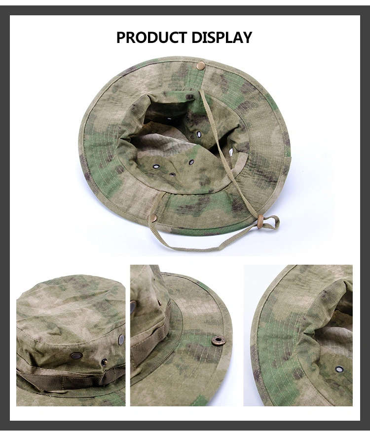 Military Camo Fisherman Camping Hunting Bucket Hat with Wide Brim