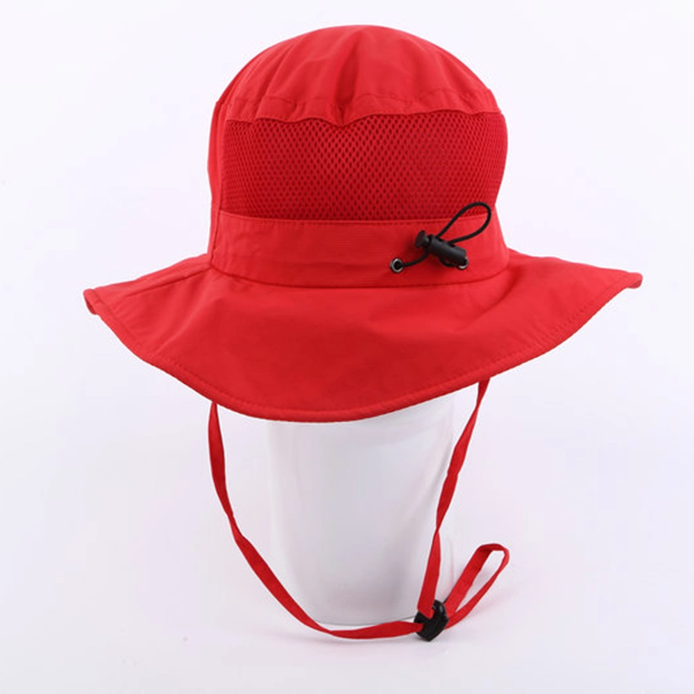 Red Luxury Custom Plain Polyester Outdoor Bucket Ha Boonie Hat with Adjustable Rope