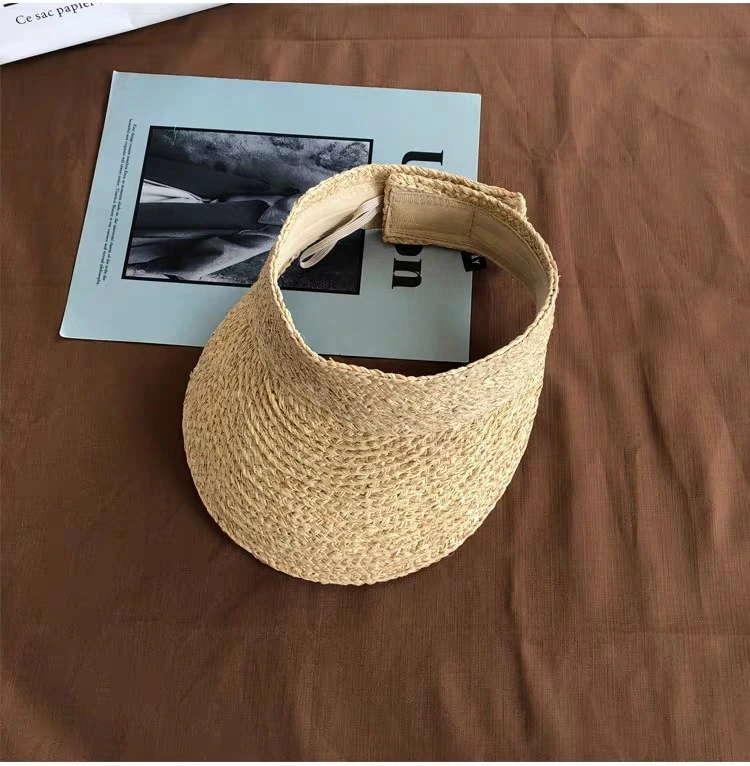 Raffia Grass Sun Visor Cap Hat Beach Sunshade Empty Top Hat UV Protection Vers