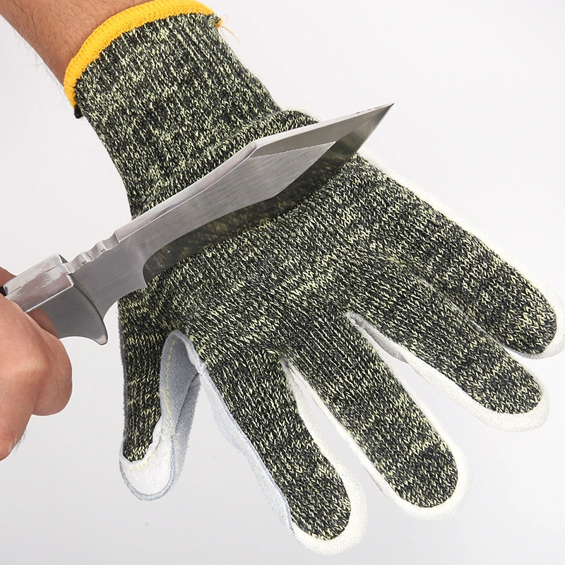 Aramid Sewing Leather Work and Safety Gloves in Camouflage