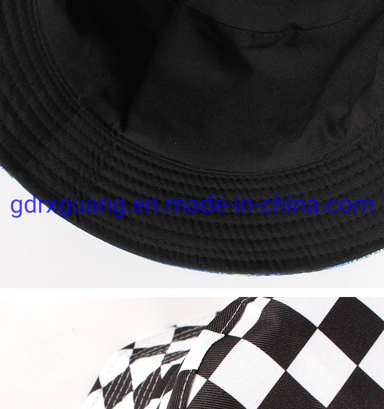 Summer Reversible Black White Printed Bucket Hats