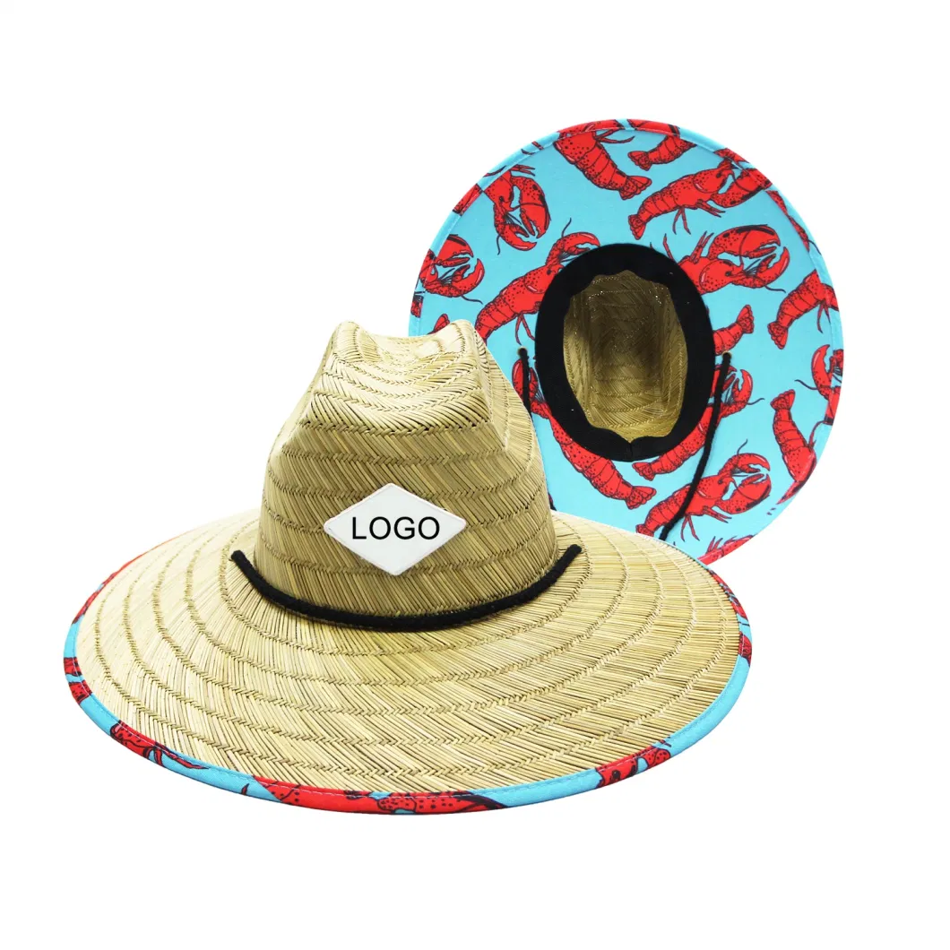 Hot Selling Custom Australia Beach Lifeguard Men Natural Grass Straw Hat